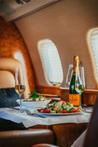 First class service on the private jets of the Harris campaign?