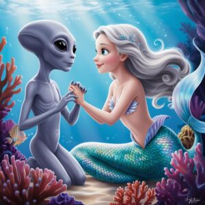 A Gray Person and It's Mermaid Lover